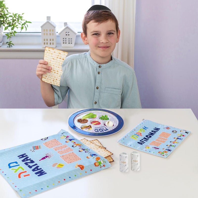 Rite Lite Melamine Jerusalem Seder Plate for Kids - 9" Stylish & Colorful Serving Dish, Passover Jewish Holiday Party Favors Pesach Seder Recipe & English Haggadah Traditional Judaism Decor Gifts - Image 4